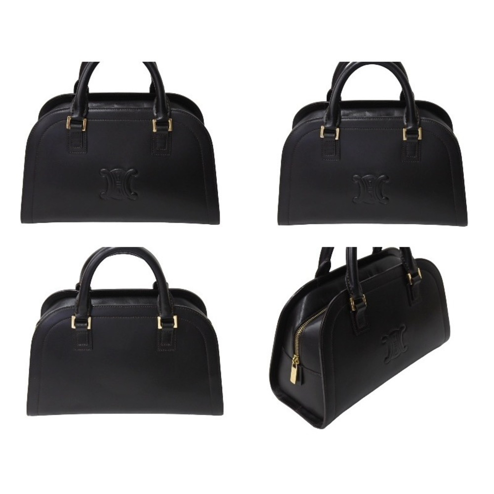 Celine Embossed Triomphe Black Handbag Leather